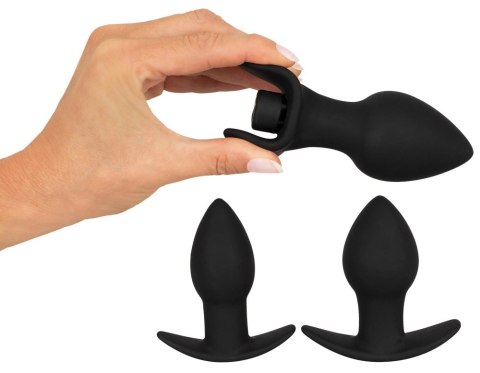 Black Velvets Zestaw 3 korkow z wibracją, silikon, czarny, rożne rozmiary Black Velvets Zestaw 3 korkow z wibracją, silikon, czarny, rożne rozmiary