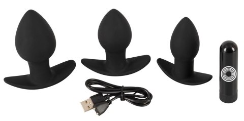 Black Velvets Zestaw 3 korkow z wibracją, silikon, czarny, rożne rozmiary Black Velvets Zestaw 3 korkow z wibracją, silikon, czarny, rożne rozmiary