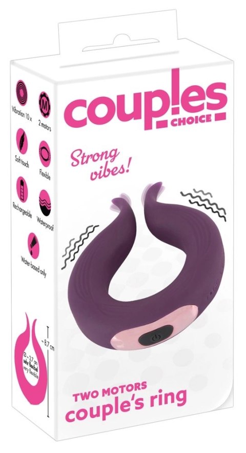 Couples Choice Two Motors - Elastyczny pierścień z silną wibracją, fioletowy