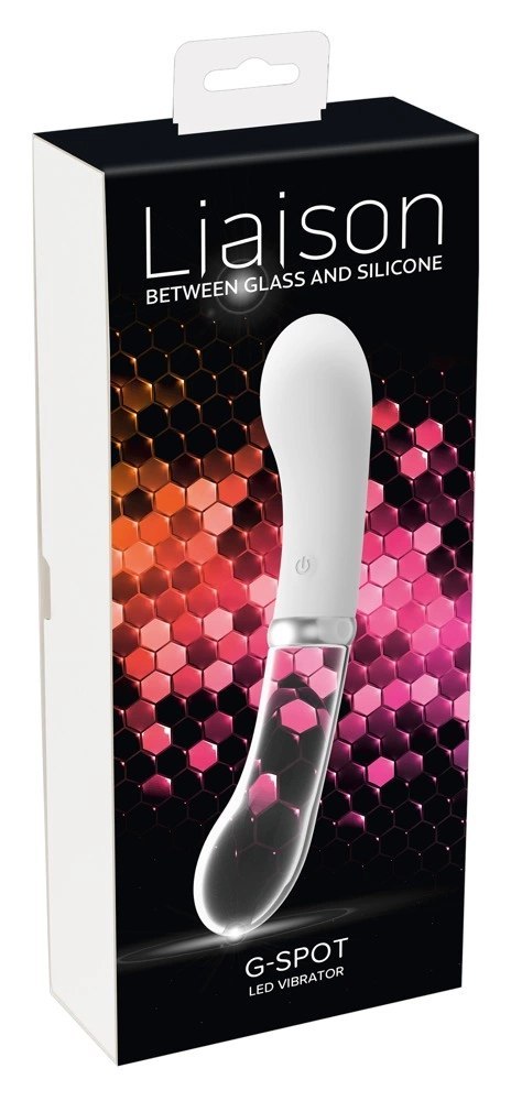 Liaison LED G-Spot - Dwustronny wibrator szklano-silikonowy 18 cm Liaison LED G-Spot - Dwustronny wibrator szklano-silikonowy 18 cm