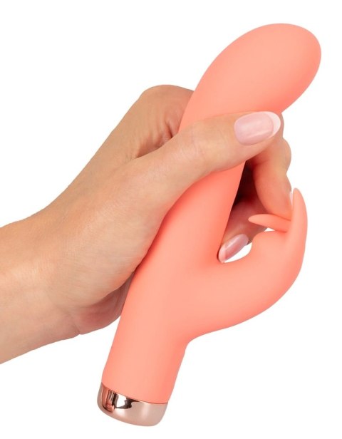 Peachy Mini Rabbit Vibrator model zakrzywiony pomarańczowy silikon 16,7 cm Peachy Mini Rabbit Vibrator model zakrzywiony pomarańczowy silikon 16,7 cm