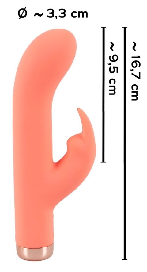 Peachy Mini Rabbit Vibrator model zakrzywiony pomarańczowy silikon 16,7 cm Peachy Mini Rabbit Vibrator model zakrzywiony pomarańczowy silikon 16,7 cm