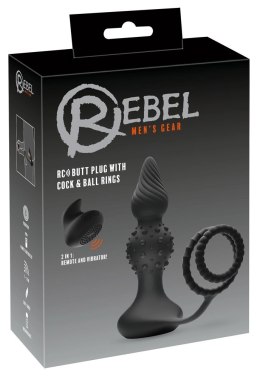Rebel RC - Wibrujący korek z pierścieniem i pilotem, silikonowy, czarny