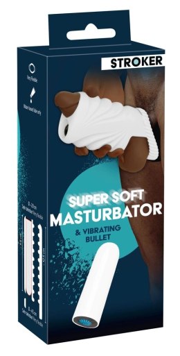 Stroker Super Soft Biały - System masażu intymnego z wibracjami i pierścieniem