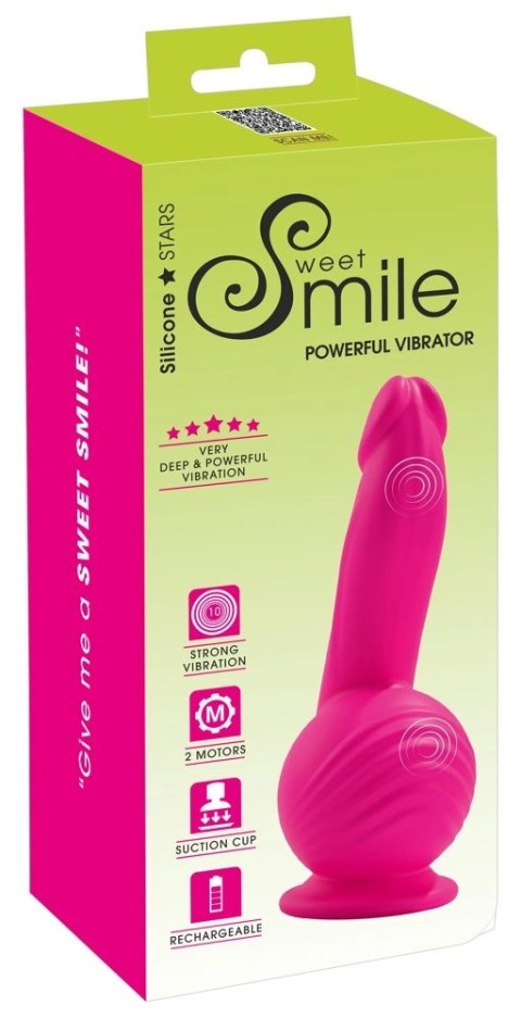 Sweet Smile Powerful Vibrator 19 cm przyssawka, silikon rożowy Sweet Smile Powerful Vibrator 19 cm przyssawka, silikon rożowy