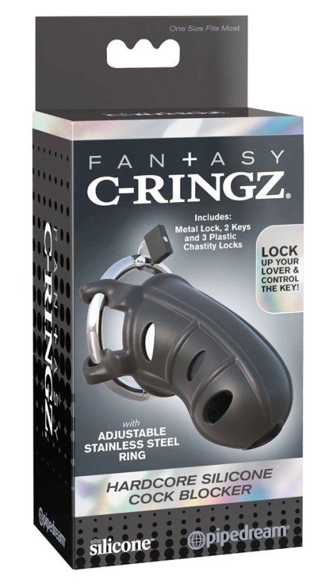 Fantasy C-Ringz Model z Metalowym Zamkiem - Silikonowa klatka 9,5 cm