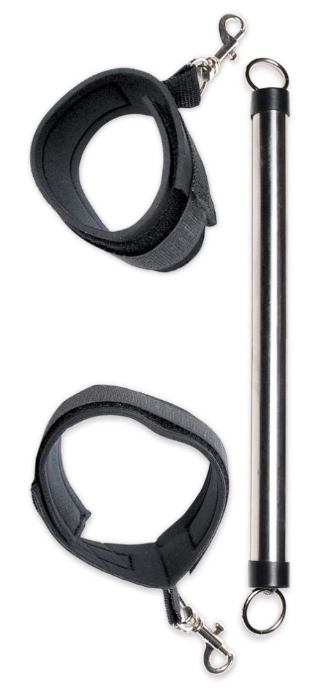 Fetish Ankle Cuffs z Metalowym Rozdzielaczem, czarne, 37 cm Fetish Ankle Cuffs z Metalowym Rozdzielaczem, czarne, 37 cm