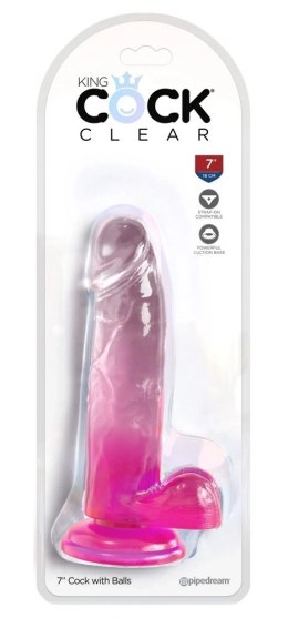 King Cock Clear 18 cm Transparentno-Rożowy Model z Przyssawką TPE