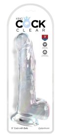King Cock Clear 23 cm - Transparentny model z przyssawką i podstawą