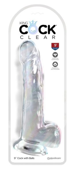 King Cock Clear 23 cm - Transparentny model z przyssawką i podstawą