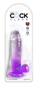 King Cock Clear 7'' Model Fioletowy - Transparentny Anatomiczny z Przyssawką 18 cm