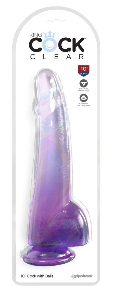 King Cock Clear Fioletowy Model 25 cm z Przyssawką i Anatomiczną Bazą King Cock Clear Fioletowy Model 25 cm z Przyssawką i Anatomiczną Bazą
