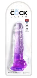 King Cock Clear Model 20 cm - Transparentno-fioletowy, przyssawka, TPE