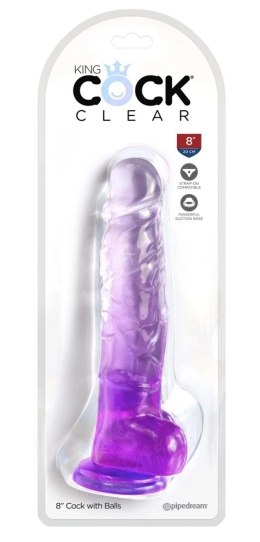 King Cock Clear Model 20 cm - Transparentno-fioletowy, przyssawka, TPE