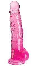 King Cock Clear Model 8'' Transparentny Rożowy z Przyssawką 20 cm