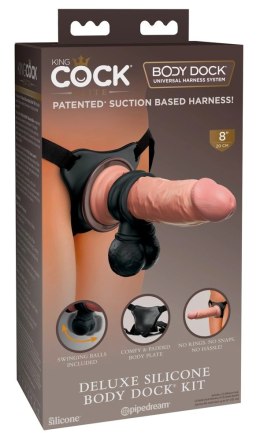 King Cock Elite Body Dock Zestaw silikonowy 20 cm jasny + czarny pierścień