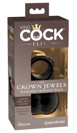 King Cock Elite Crown Jewels Pierścień z obciążonymi kulkami czarny