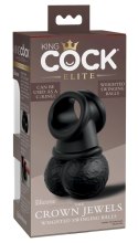 King Cock Elite Crown Jewels Pierścień z obciążonymi kulkami czarny