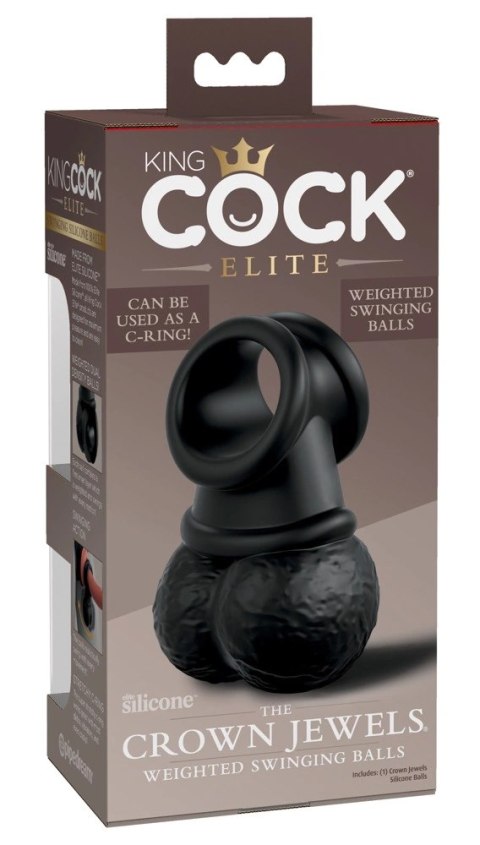King Cock Elite Crown Jewels Pierścień z obciążonymi kulkami czarny King Cock Elite Crown Jewels Pierścień z obciążonymi kulkami czarny