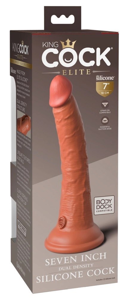 King Cock Elite Model 7" Silikonowy Dwuwarstwowy, Przyssawka, Ciemny King Cock Elite Model 7" Silikonowy Dwuwarstwowy, Przyssawka, Ciemny