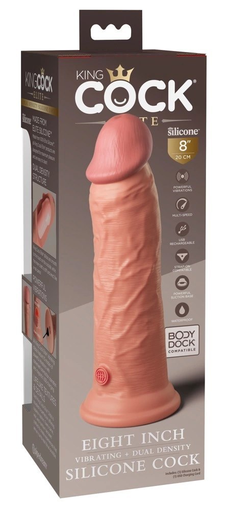King Cock Elite Silikonowy Model Wibracyjny 20 cm z Przyssawką Jasny King Cock Elite Silikonowy Model Wibracyjny 20 cm z Przyssawką Jasny