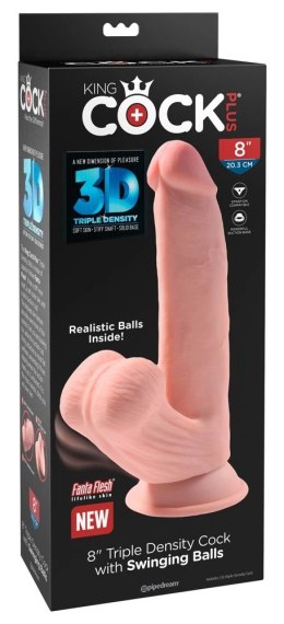 King Cock Plus Triple Density Model z Przyssawką 20 cm Jasny Beż