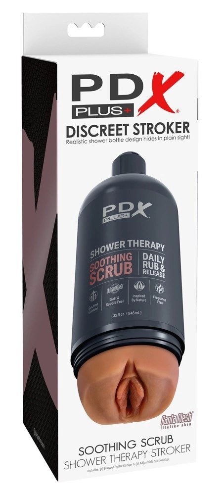 PDX Plug Shower Therapy Soothing Scrub - dyskretna maszyna intymna, tan PDX Plug Shower Therapy Soothing Scrub - dyskretna maszyna intymna, tan