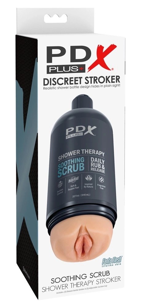 PDX Plus Shower Soothing Scrub - Dyskretna maszyna intymna, butelka szamponu, 20,7 cm PDX Plus Shower Soothing Scrub - Dyskretna maszyna intymna, butelka szamponu, 20,7 cm