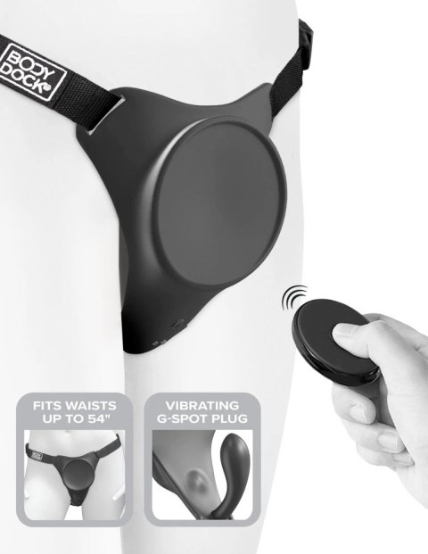 Pipedream Body Dock G-Spot Pro Uprząż z Wibracjami i Pilotem, czarna Pipedream Body Dock G-Spot Pro Uprząż z Wibracjami i Pilotem, czarna