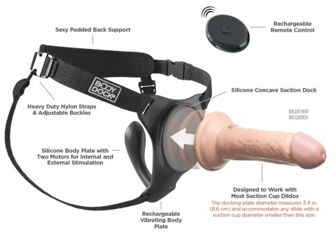 Pipedream Body Dock G-Spot Pro Uprząż z Wibracjami i Pilotem, czarna Pipedream Body Dock G-Spot Pro Uprząż z Wibracjami i Pilotem, czarna