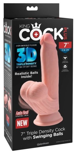 Pipedream King Cock Plus 18 cm jasny - model z kulkami i przyssawką