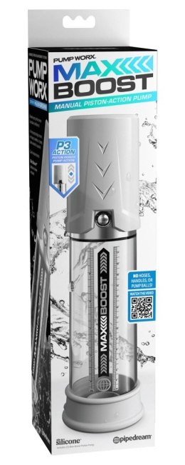 Pump Worx Max Boost White - Przezroczysta pompa treningowa 28,6 cm