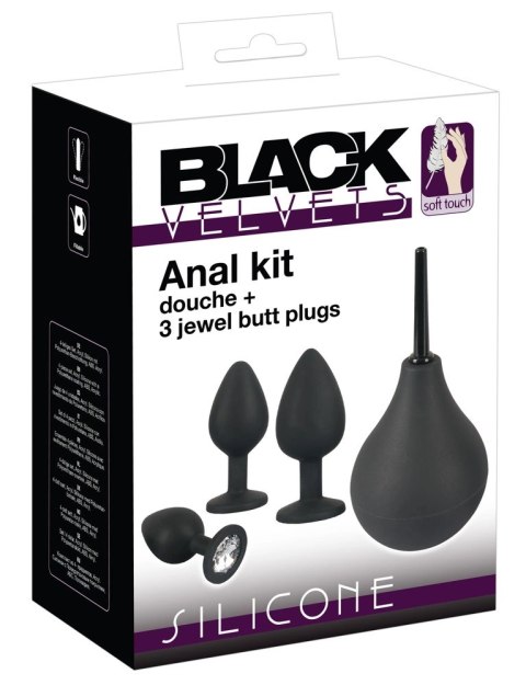 Black Velvets Zestaw 4w1 z prysznicem i 3 aplikatorami, czarny Black Velvets Zestaw 4w1 z prysznicem i 3 aplikatorami, czarny