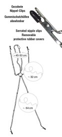 Fetish Collection Uprząż Łańcuszkowa Metalowa z Zaciskami, Srebrna