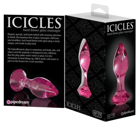 Icicles Szklany Stożkowy Korek Anatomiczny Rożowy 9cm Icicles Szklany Stożkowy Korek Anatomiczny Rożowy 9cm