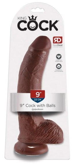 King Cock Model 23 cm brązowy - anatomiczny kształt, przyssawka, PVC