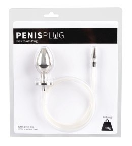 Mystim Plug & Play - Zestaw intymny ze stali nierdzewnej i silikonową rurką