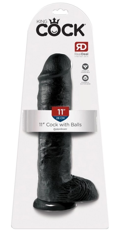 Pipedream King Cock model 28 cm czarny z anatomicznymi detalami Pipedream King Cock model 28 cm czarny z anatomicznymi detalami