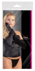 Cottelli Accessories długie satynowe rękawiczki czarne S-L