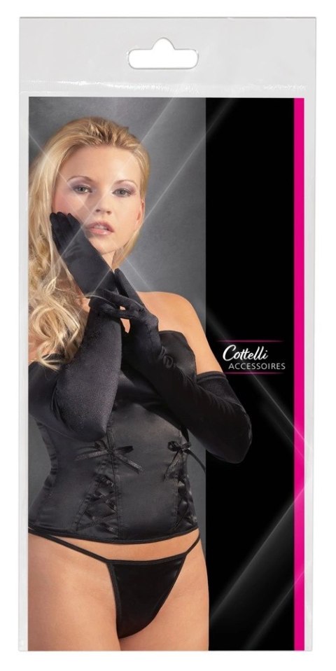 Cottelli Accessories długie satynowe rękawiczki czarne S-L Cottelli Accessories długie satynowe rękawiczki czarne S-L