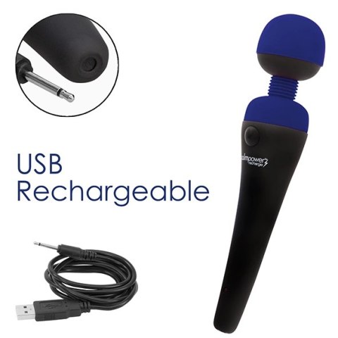 PalmPower Recharge masażer rożdżka z ruchomą głowką niebieski IPX7 PalmPower Recharge masażer rożdżka z ruchomą głowką niebieski IPX7