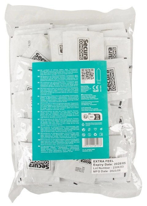 Secura Extra Feel - prezerwatywy ultra cienkie, 100 sztuk, transparentne Secura Extra Feel - prezerwatywy ultra cienkie, 100 sztuk, transparentne