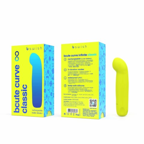 B Swish Bcute Curve Classic masażer punktowy żołty, 5 trybow, IPX7 B Swish Bcute Curve Classic masażer punktowy żołty, 5 trybow, IPX7