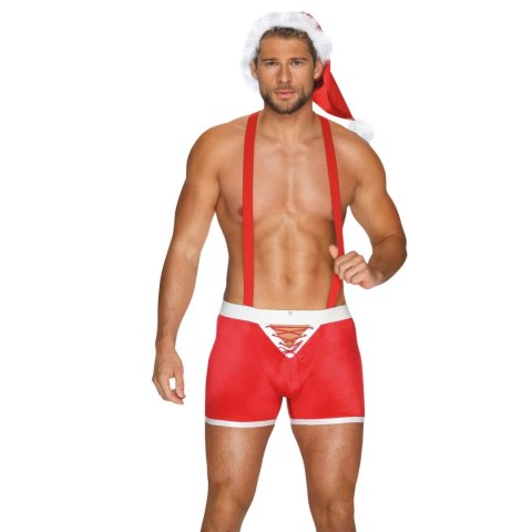 Obsessive Mr Claus komplet świąteczny męski S/M z czapką i szelkami