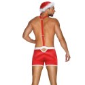 Obsessive Mr Claus komplet świąteczny męski S/M z czapką i szelkami
