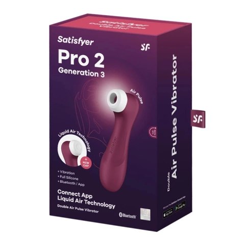 Satisfyer Pro 2 Generation 3 Red - System Air Pulse, aplikacja, 2 nakładki Satisfyer Pro 2 Generation 3 Red - System Air Pulse, aplikacja, 2 nakładki