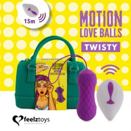 FeelzToys Motion Love Balls Twisty - bezprzewodowe kulki wibrujące, silikonowe, fioletowe