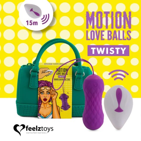 FeelzToys Motion Love Balls Twisty - bezprzewodowe kulki wibrujące, silikonowe, fioletowe FeelzToys Motion Love Balls Twisty - bezprzewodowe kulki wibrujące, silikonowe, fioletowe