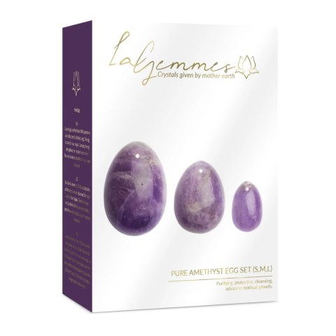 La Gemmes Yoni Egg Set Pure Amethyst - zestaw trzech rozmiarow ametystowych La Gemmes Yoni Egg Set Pure Amethyst - zestaw trzech rozmiarow ametystowych