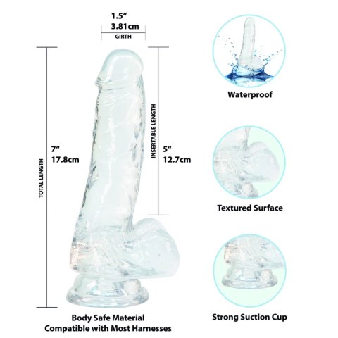 Addiction Crystal Addiction Clear Dong 18 cm, przezroczysty, TPE, przyssawka Addiction Crystal Addiction Clear Dong 18 cm, przezroczysty, TPE, przyssawka